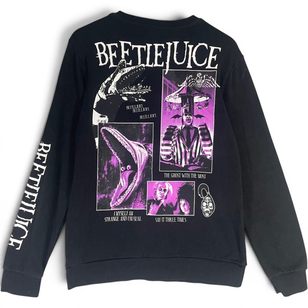 Beetlejuice Hybrid Apparel Black Graphic Sweatshirt Sandworm Lydia Deetz Small